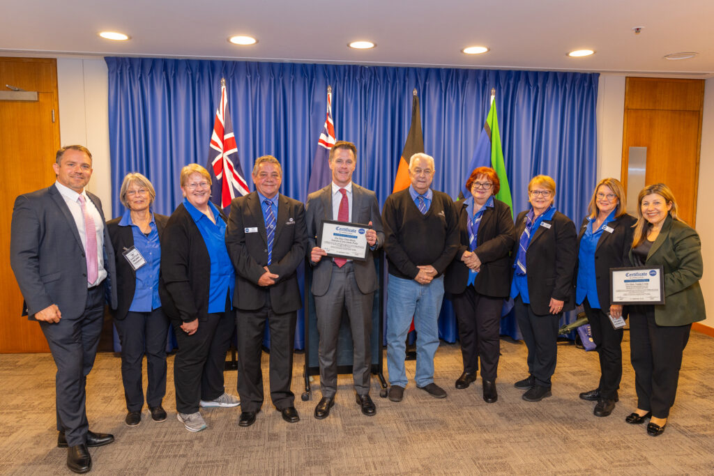 Combined Demolition Services CEO Ben Bailey joined John Limpus (Founder, About the House) and representatives from the Asbestos Diseases Foundation of Australia (ADFA) including Barry Robson (President), Karen Martin (Secretary), Elizabeth Schenk (Helpline Operator), Kate Robson (Treasurer), and members of the ADFA Committee at NSW Parliament House.